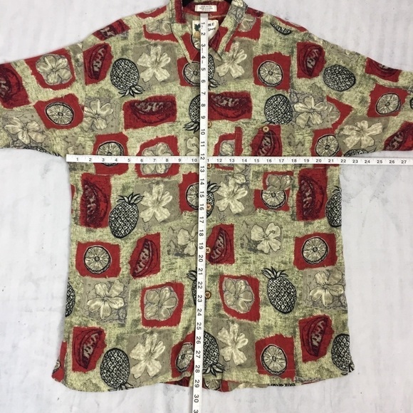 Vintage Hawaiian Shirt Mens XL Rayon Pineapple Watermelon Flowers Relaxed Fit - Picture 5 of 8
